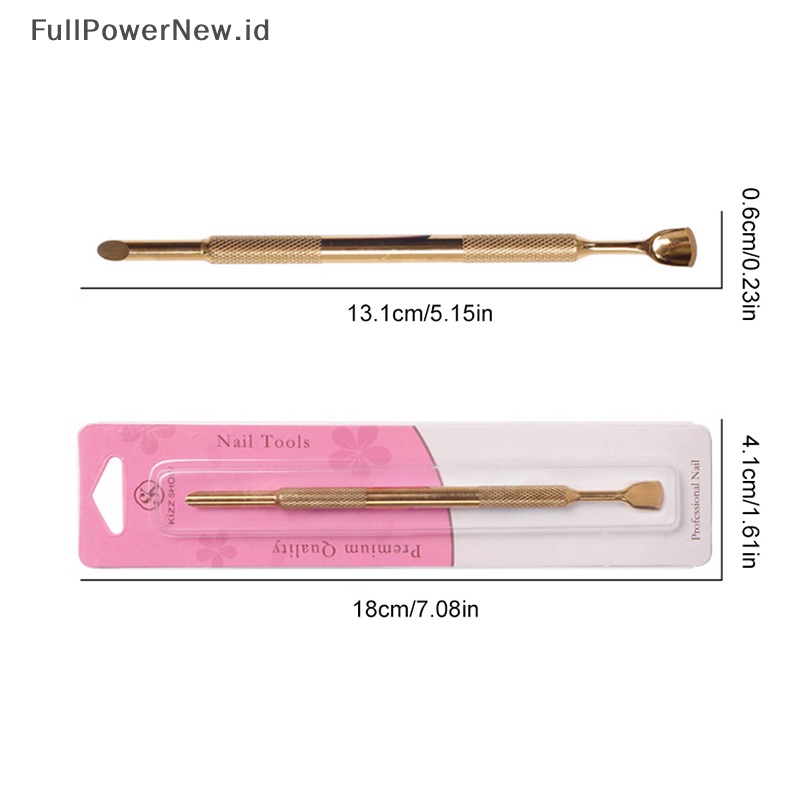 Power Stainless Steel Cuticle Nail Pusher Double Ended Spoon Nail Art Alat Pedicure ID