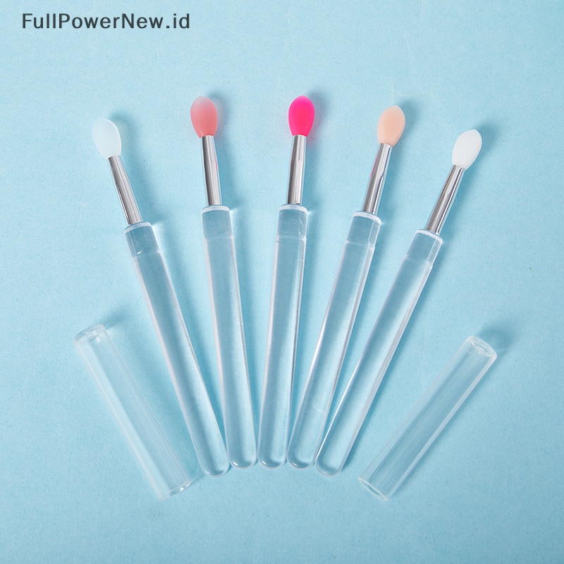 Power 2pcs Lip Gloss Aplikator Kuas Bibir Silikon Dengan Tutup Debu Brush Makeup ID