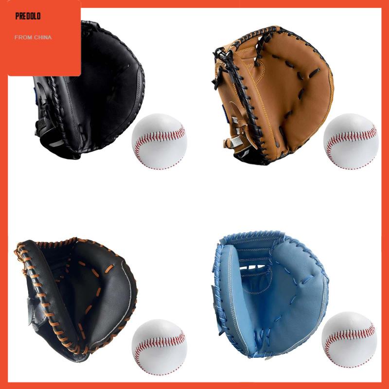 [Predolo] Baseball Catcher Gloves PU with Baseball Ball Teeball Glove Pria Wanita Unisex