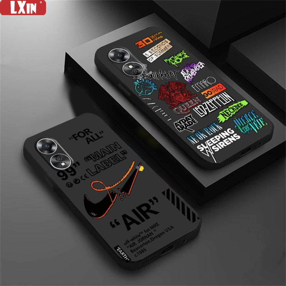 Oppo A17 A57 2022 A15 A16 A16K A78 Reno 8T A54 A53 A12 A5S A7 A3S A11k A52 A92 A94 A37 F9 5F A1K A31 A8 A55 C1 Fashion Graffiti Label Lembut Silikon Case Cover