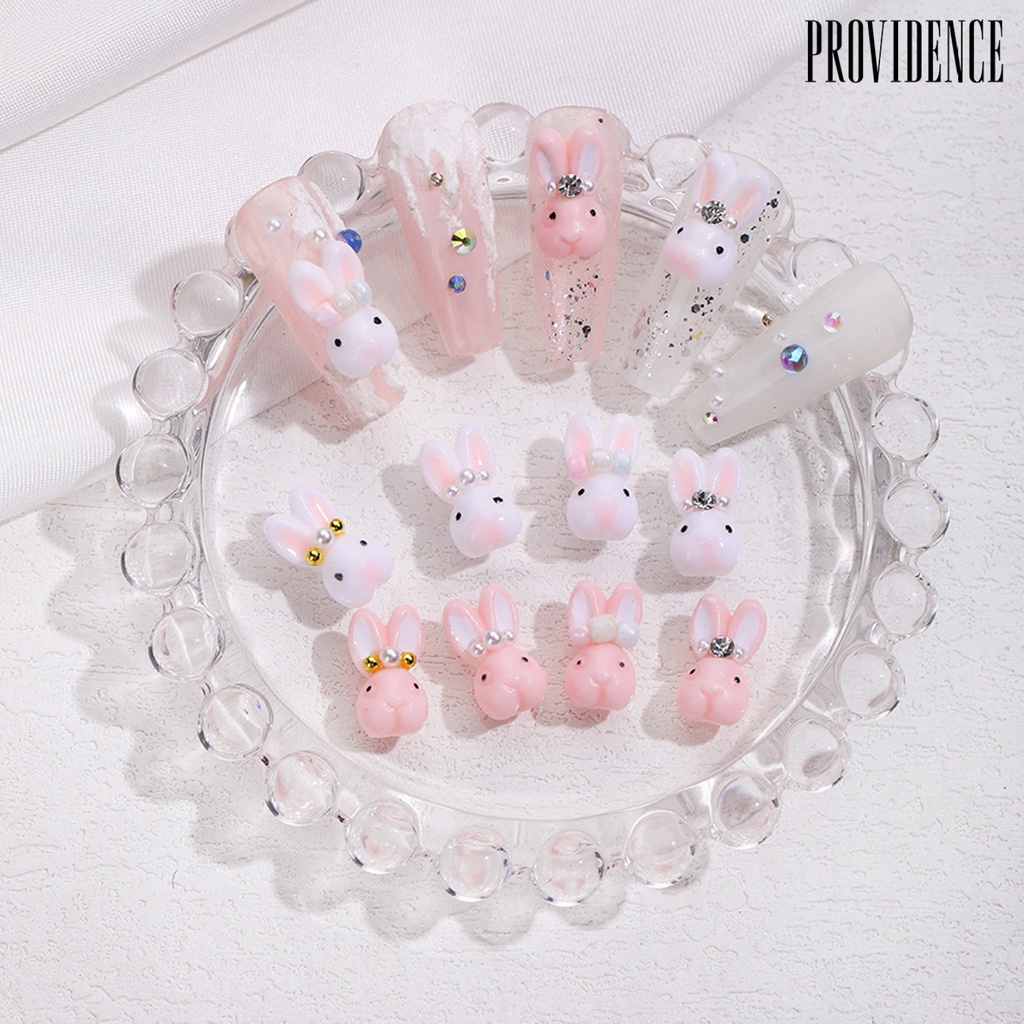 Providence 10Pcs Perhiasan Kuku Kelinci Kecil Hiasan Kuku Kartun Lucu Untuk Aksesoris Kuku Yang Indah Dan Menawan