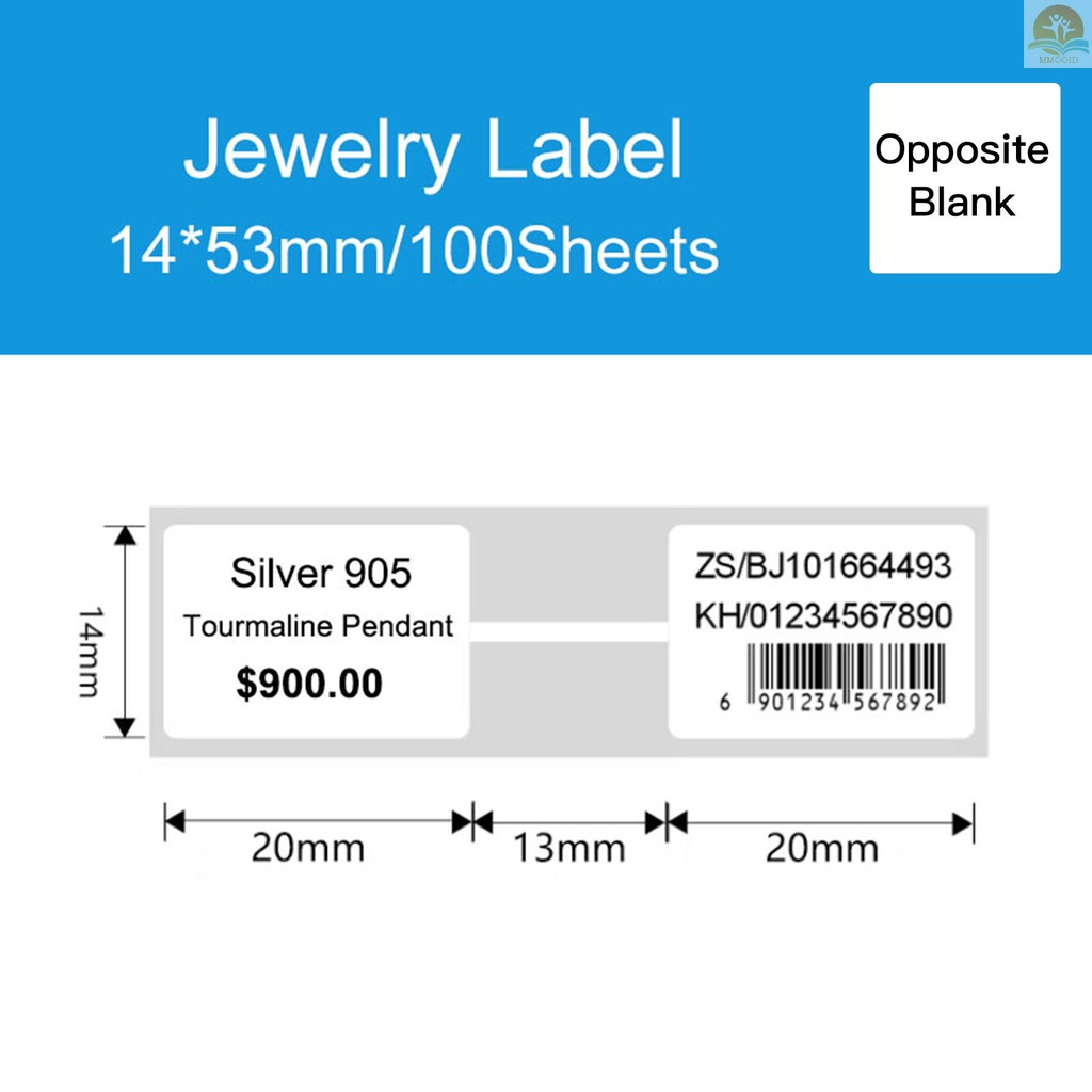 In Stock Jewelry Label Price Tag Kertas Stiker Cetak Thermal Self-Adhesive Tahan Air Minyak Tahan Sobek Label Tape Untuk Seri DP23 Thermal Printer Label Maker Machine,1