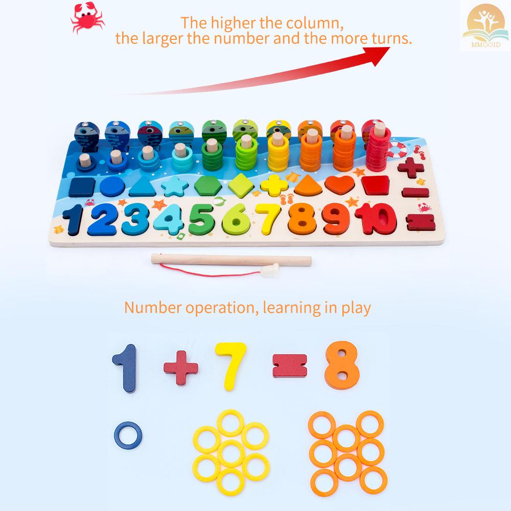 In Stock Mainan Memancing Magnet Anak Edukasi Dini Papan Logaritmik Angka Kayu Bentuk Puzzle Sortiran Untuk Anak Balita Paud
