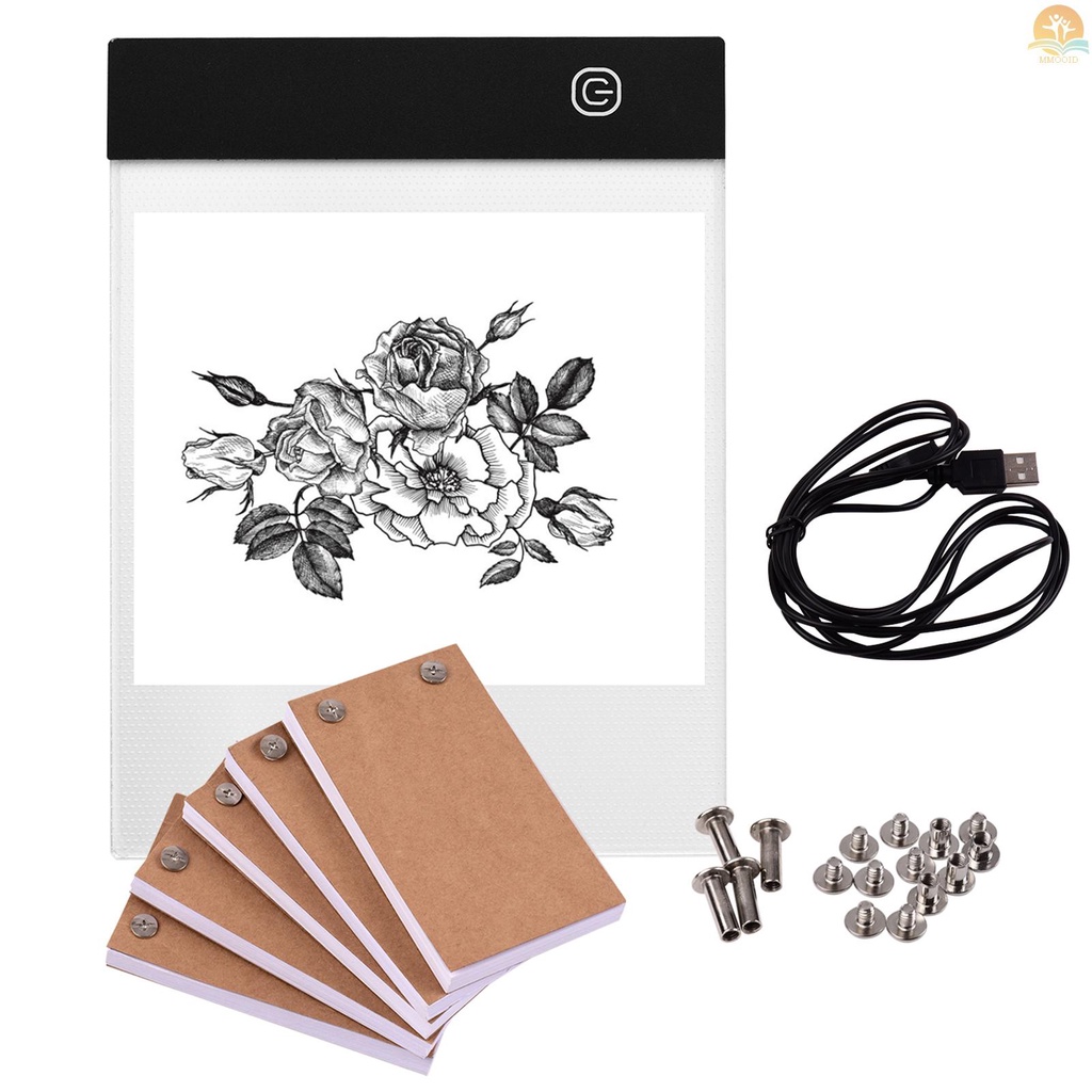 In Stock Portable Flip Book Kit with Light Pad  LED Light Box 3 Level Brightness Control 300 Sheets Flipbook Paper with Binding Screws for Tracing and Drawing