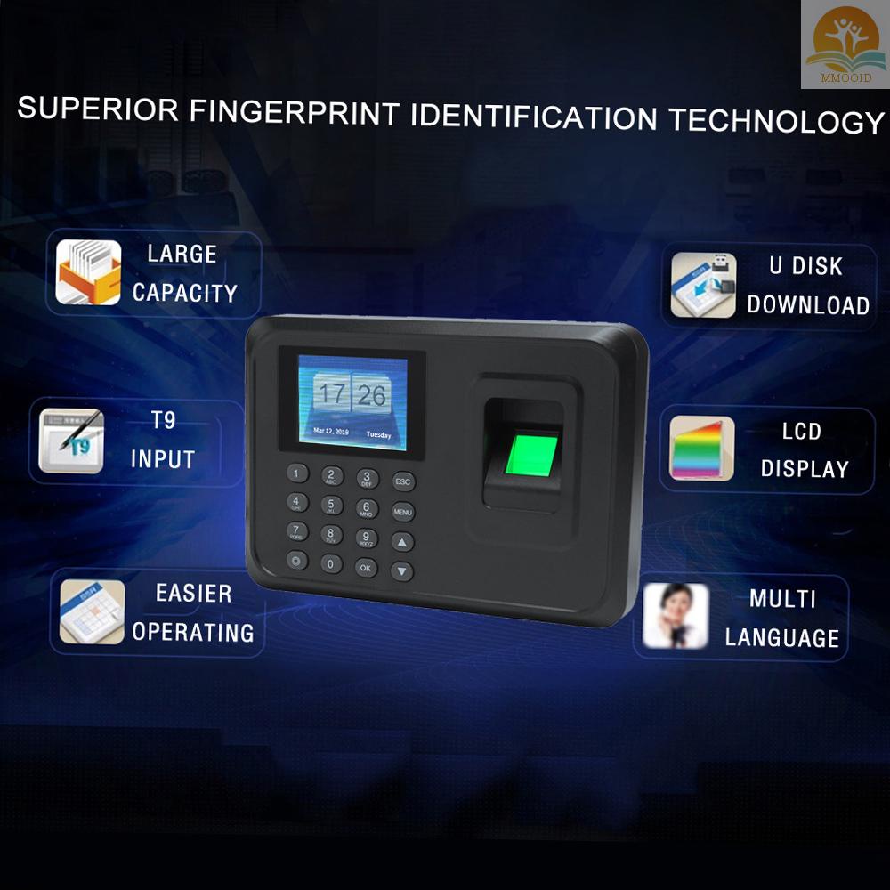 In Stock Cerdas Biometrik Fingerprint Password Mesin Absensi Karyawan Perekam Cek-in Perekam 2.4 inch TFT LCD Screen DC 5V Jam Absensi