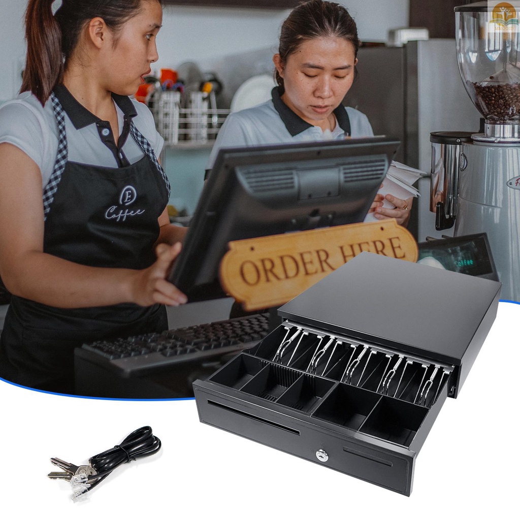 In Stock POS Cash Register Laci Kasir Cashbox Dengan 5lusin 5koin Money Register RJ11 Interface with Money Tray and Lock Movable Coin Tray Smart POS System