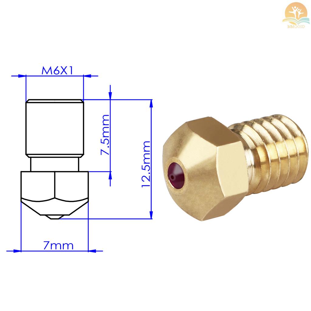 Tersedia Suhu Tinggi Ruby Nozzle V6 Nozel 0.4mm 3D Printer Parts 1.75 Filament Untuk PETG ABS PET PEEK Kompatibel Dengan PRUSA I3 MK3/LulzBot