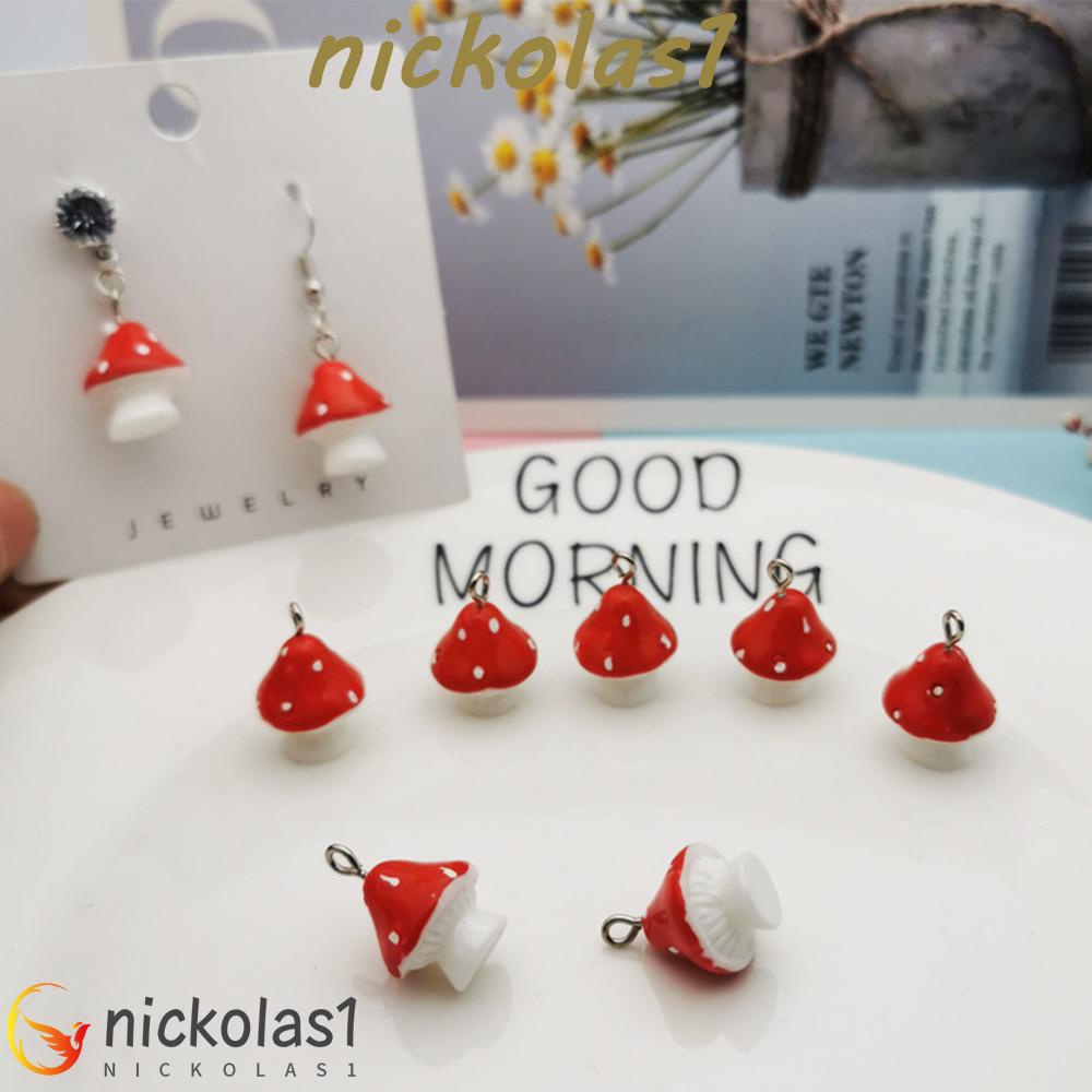 NICKOLAS1 Diy Perhiasan Aksesoris Aksesoris Fashion 3D Jamur Merah Resin Gantungan Kunci Sayuran DIY Anting-Anting