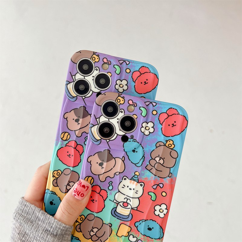 Funny Colorful Oil Painting Animal Soft Silicon Case HP iP iPhone 14 + Plus 12 13 Pro Max 11 IMD Wave Casing Apple