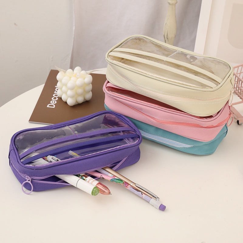 

[Kiia] 001 Tempat Pensil Multi Layer Bahan PVC Transparant / Pencil Case / Kotak Pensil Alat Tulis