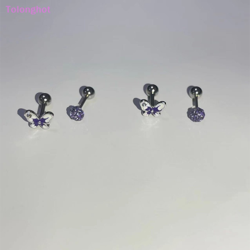 Tolonghot&gt; 1Pcs Ungu Menetes Minyak Kupu-Kupu Telinga Tulang Kuku Spiral Stud Anting Untuk Wanita Gadis Pesta Perhiasan Hadiah well