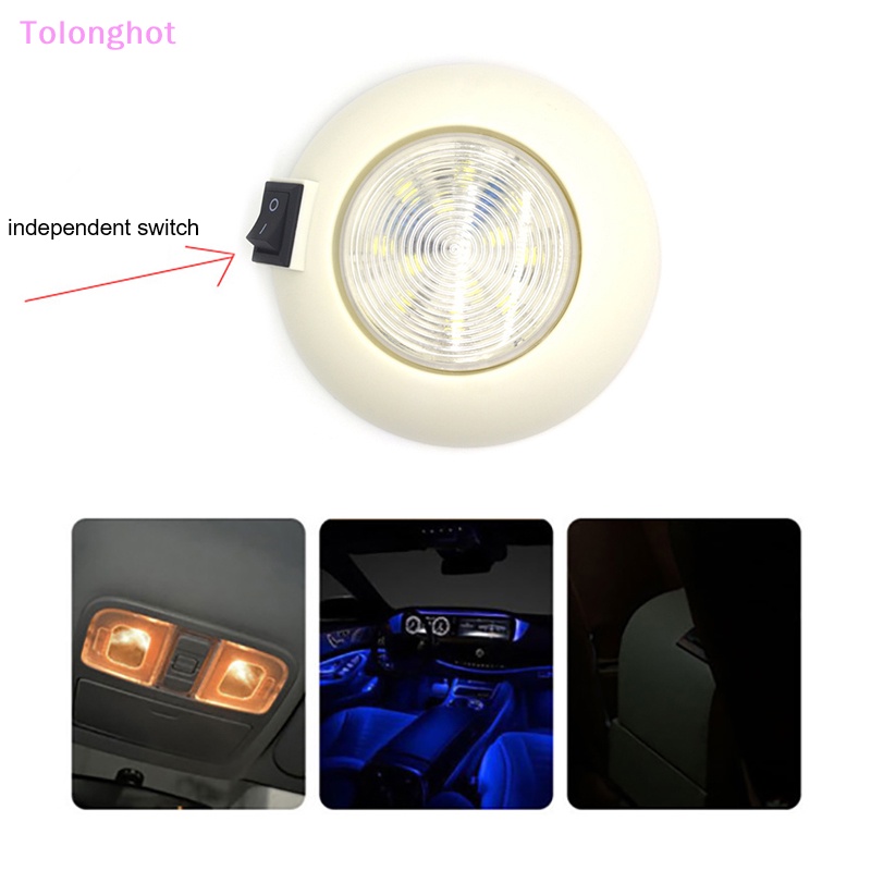 Tolonghot&gt; Perahu Caravan Interior LED Spot Light Van Kemping Putih +Biru Lampu Baca Plafon RV 12V Lampu Atap LED Untuk Mobil Trailer Truk Bus Sumur