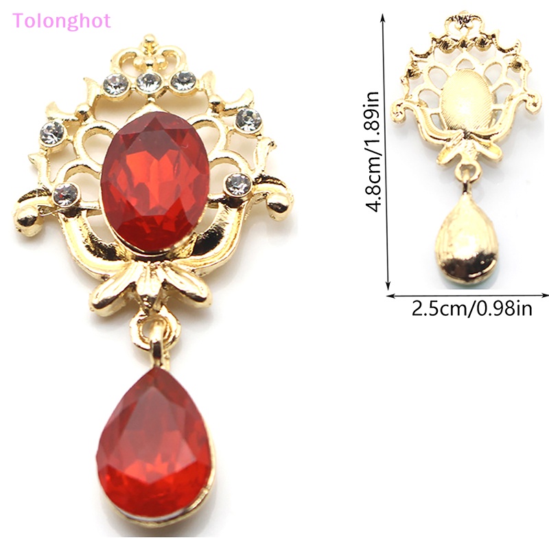 Tolonghot&gt; Vintage Alloy Drop Pendant Rhinestones Pakaian Perhiasan Aksesoris Hiasan Kepala Kristal Warna Emas Datar Kembali Ornamen Dekorasi well