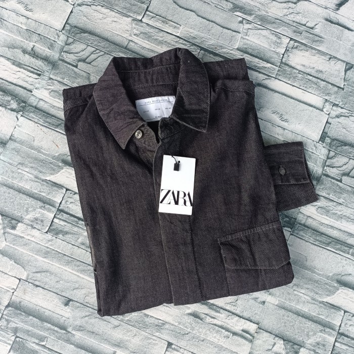 Zara man denim Kemeja pria terbaru Kemeja pria detektif kekinian