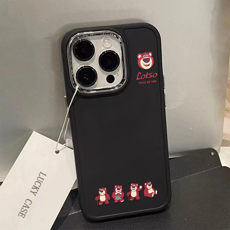IPHONE Tombol Logam Casing Ponsel Silikon Kompatibel Untuk Iphone14 13 12 Pro Max Soft Casing Pasangan Lucu Shockproof Cover Cell Precticer