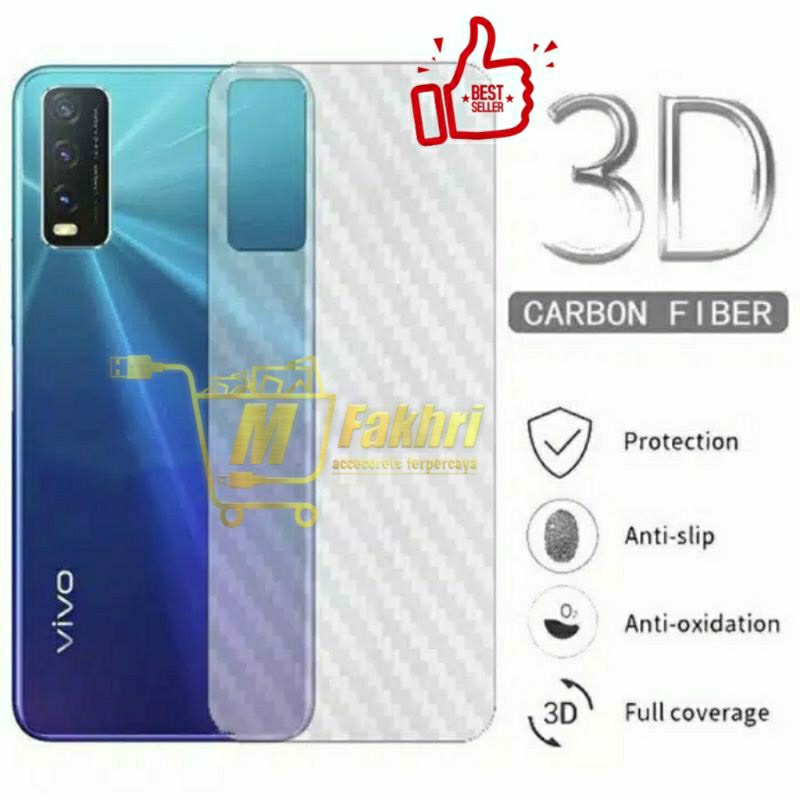 garskin carbon anti jamur vivo Y20/Y12S/Y20i pelindung belakang hp