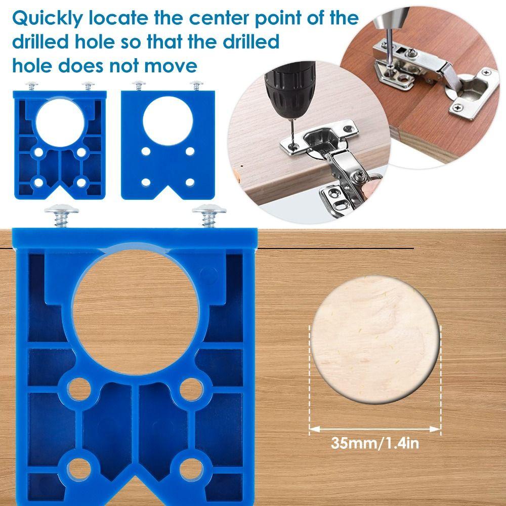 Hinge Punching Hinge Drilling Jig, Hinge Punching Engsel Pengeboran Jig, Alat Bantu Pasang Pembuka Lubang Tersembunyi Engsel 35mm Panduan Mata Bor Alat Aksesoris Lemari