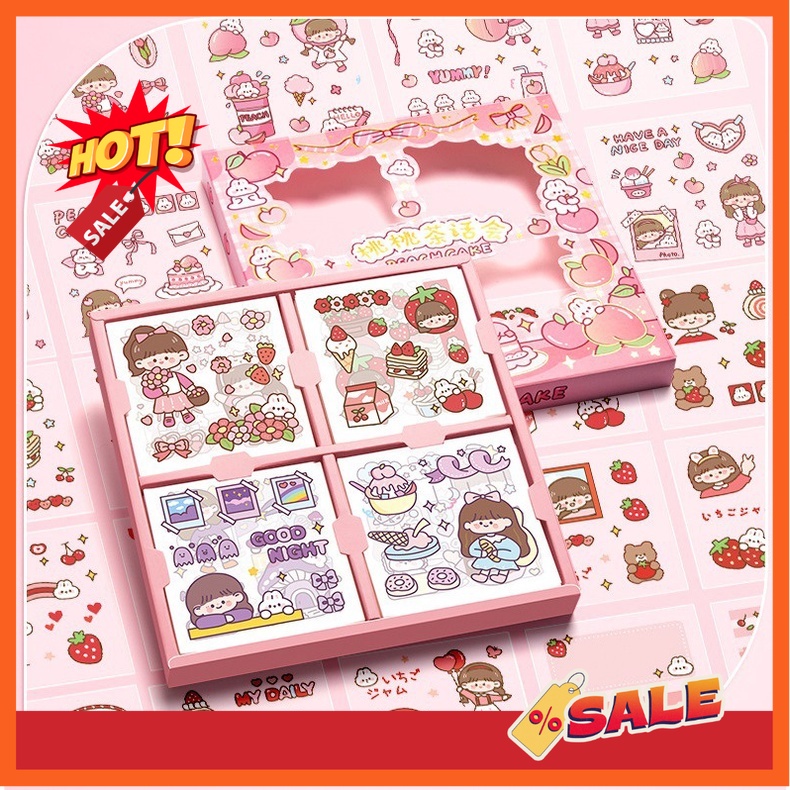 NINI STIKER KOREA ISI 100 PCS STICKER DECO AESTHETIC / CASE HP / DIARY / DIY / BUJO /SCRAPBOOK MOMO 