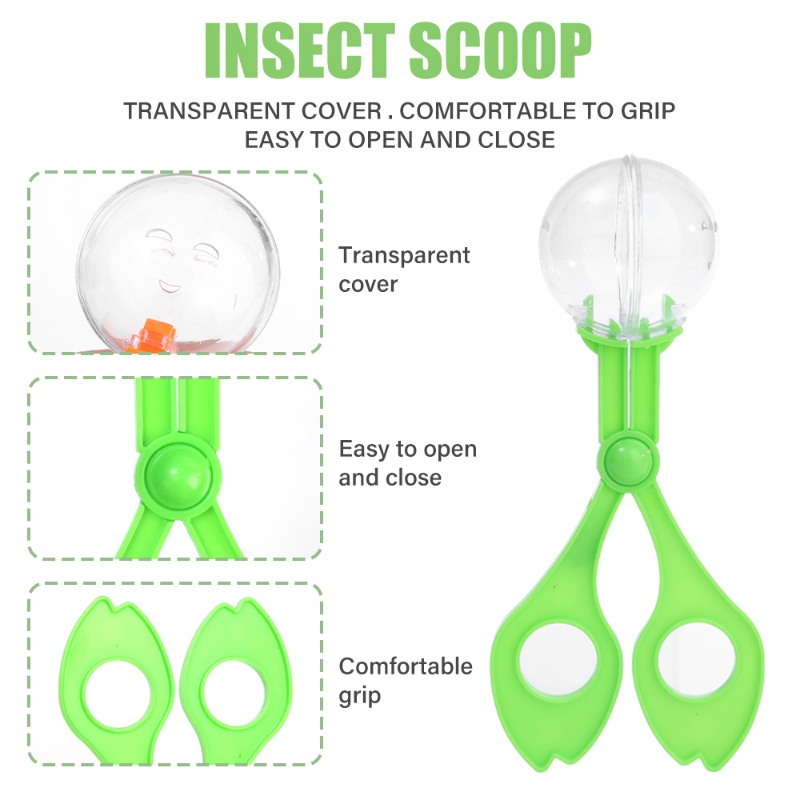 Simple Portable Outdoor Transparan Penangkap Serangga Handy Insect Bug Trap Scooper Clamp Penjepit Mainan Eksplorasi Hayati Untuk Anak