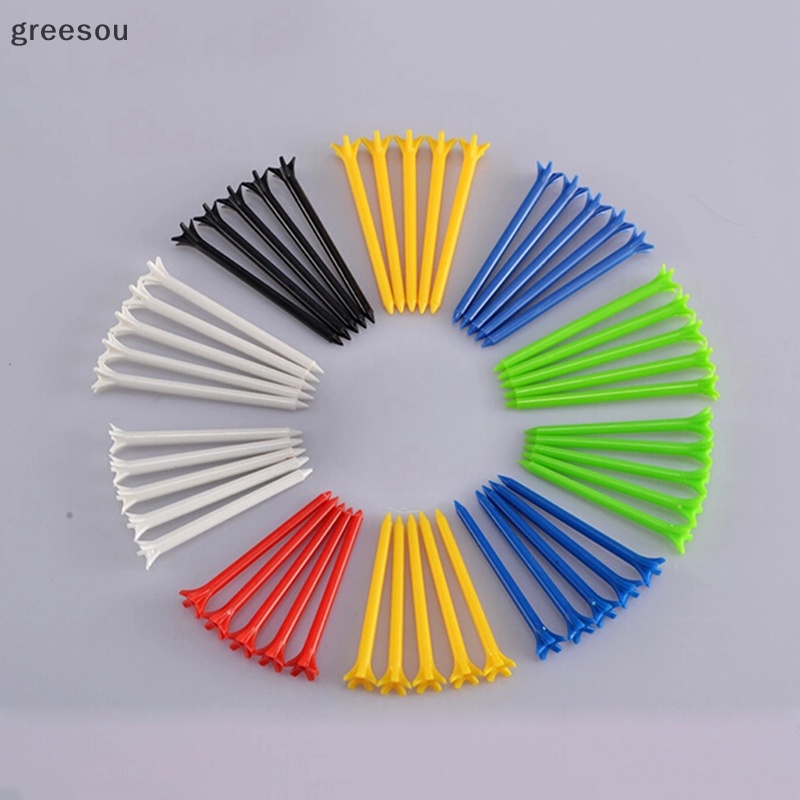 Greesou 10pcs Warna Random Professional Tee System Panjang 68mm Plastik Pro Golf Tees ID