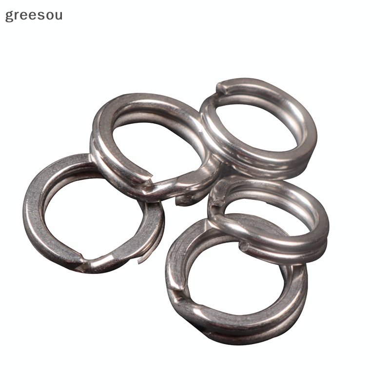 Greesou 100 Pcs Memancing Split Rings 2.5-8MM Engkol Umpan Keras Snap Silver Stainless Steel Double Loop Split Open Carp Fishing Lure ID