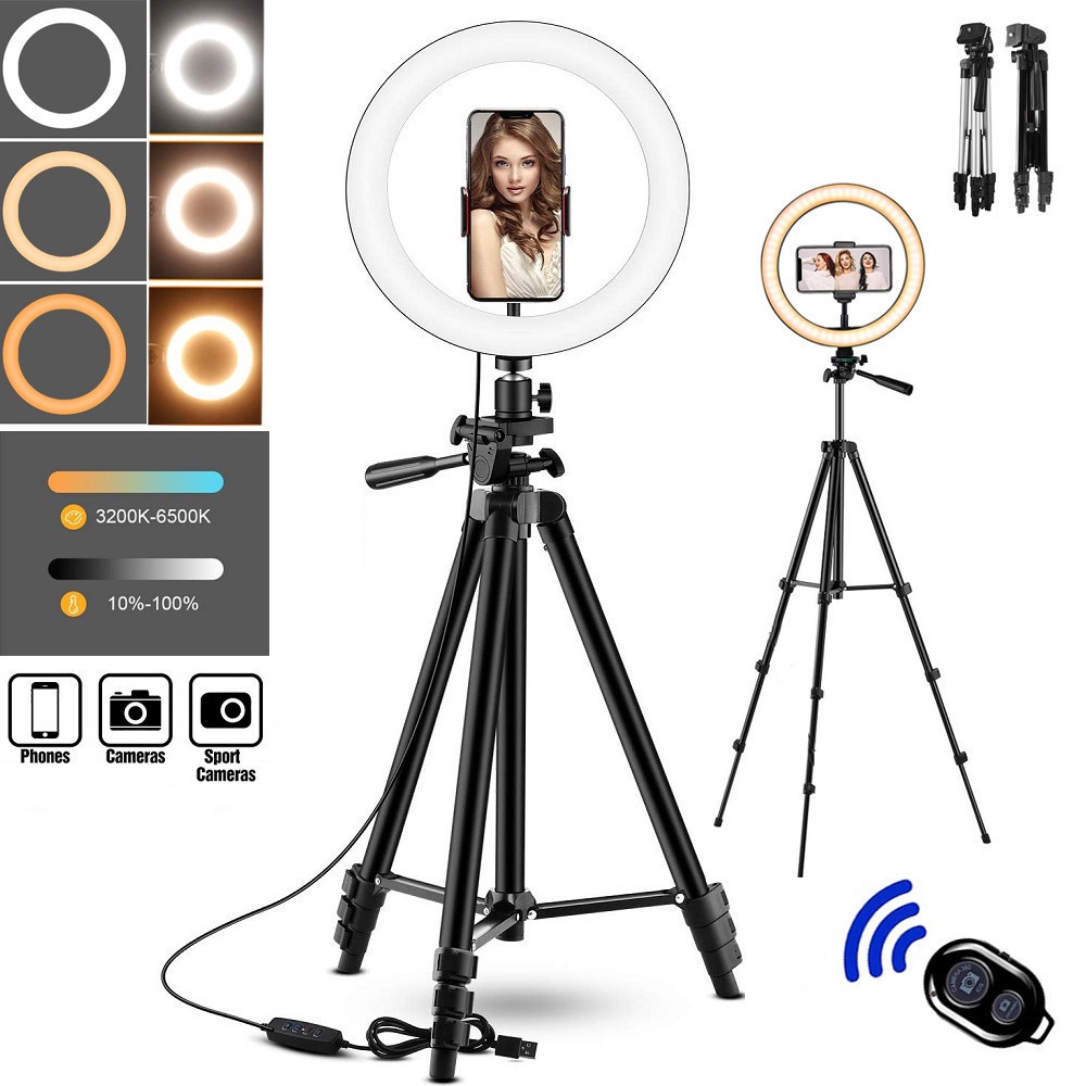 X xnyocn 26cm Ring Fill Light Three-Tone Light Live Fill Light Photo Light Net Beauty Light Lampu Tembak Lampu Fotografi Ring Light Overhead Fill Light Anchor Light Micron Light Skin Beauty Light