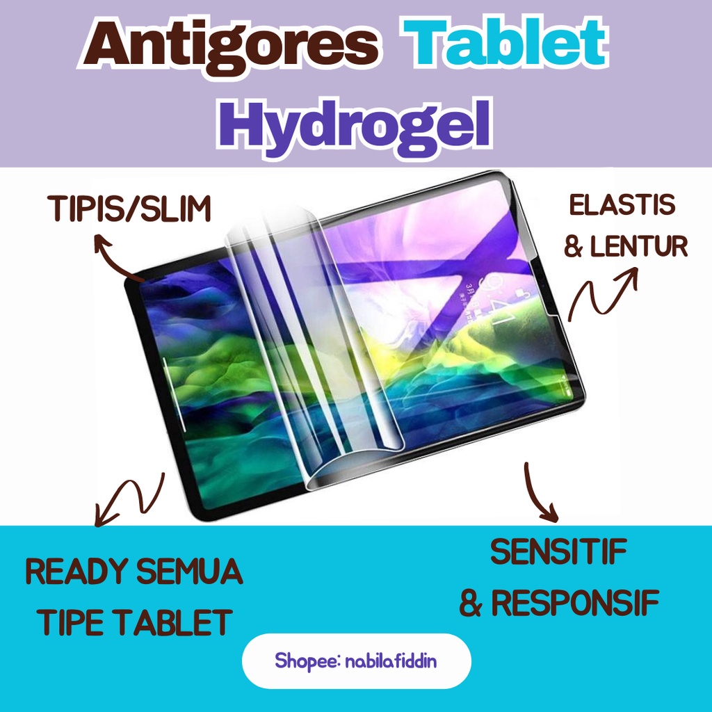 Anti Gores Hydrogel TAB Tablet Samsung Galaxy Tab 3 A A2s A7 A8 S3 S6 Lite Active 4 Pro Note 2014 20
