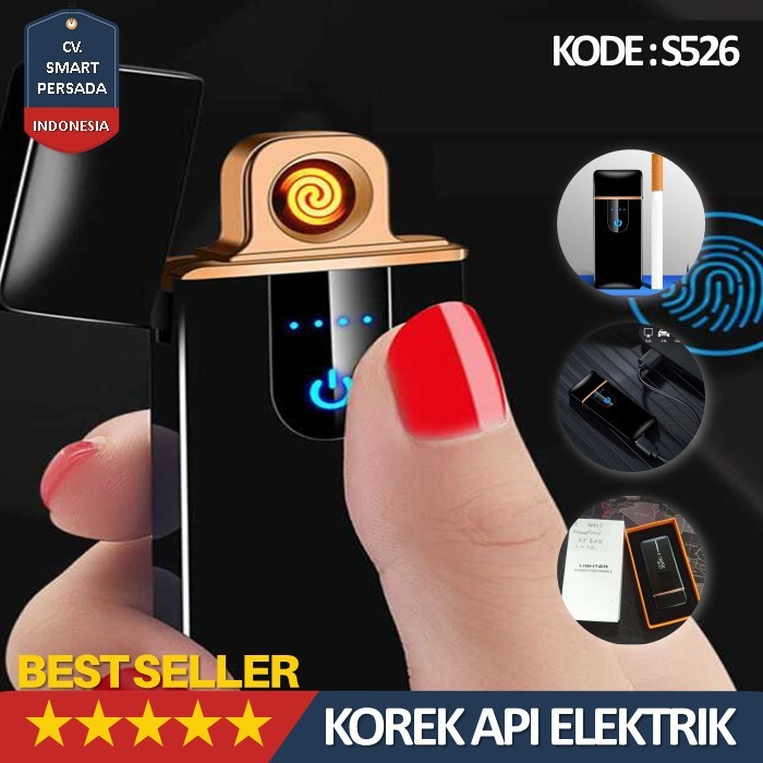 Korek Api Unik Elektrik Plasma Mancis USB Cas Listrik LED Keren S526