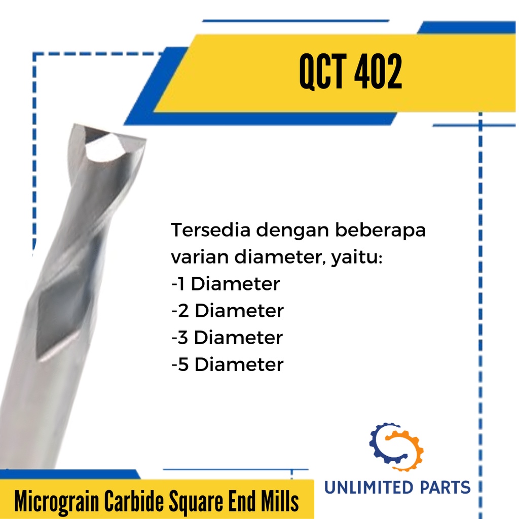 QCT End Mills 402 - Micrograin Carbide 2 Flute Square EndMills