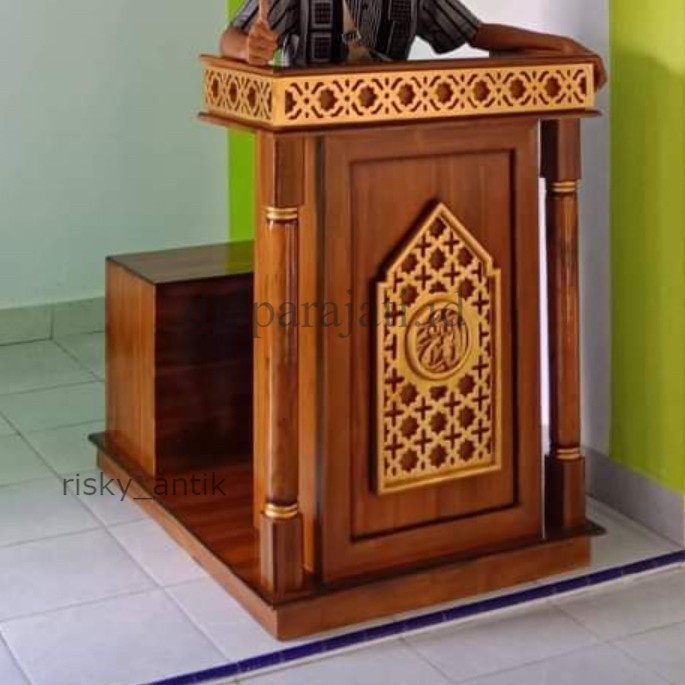 

Mimbar minimalis kayu jati mimbar mushola terbaru Termurah cod redy