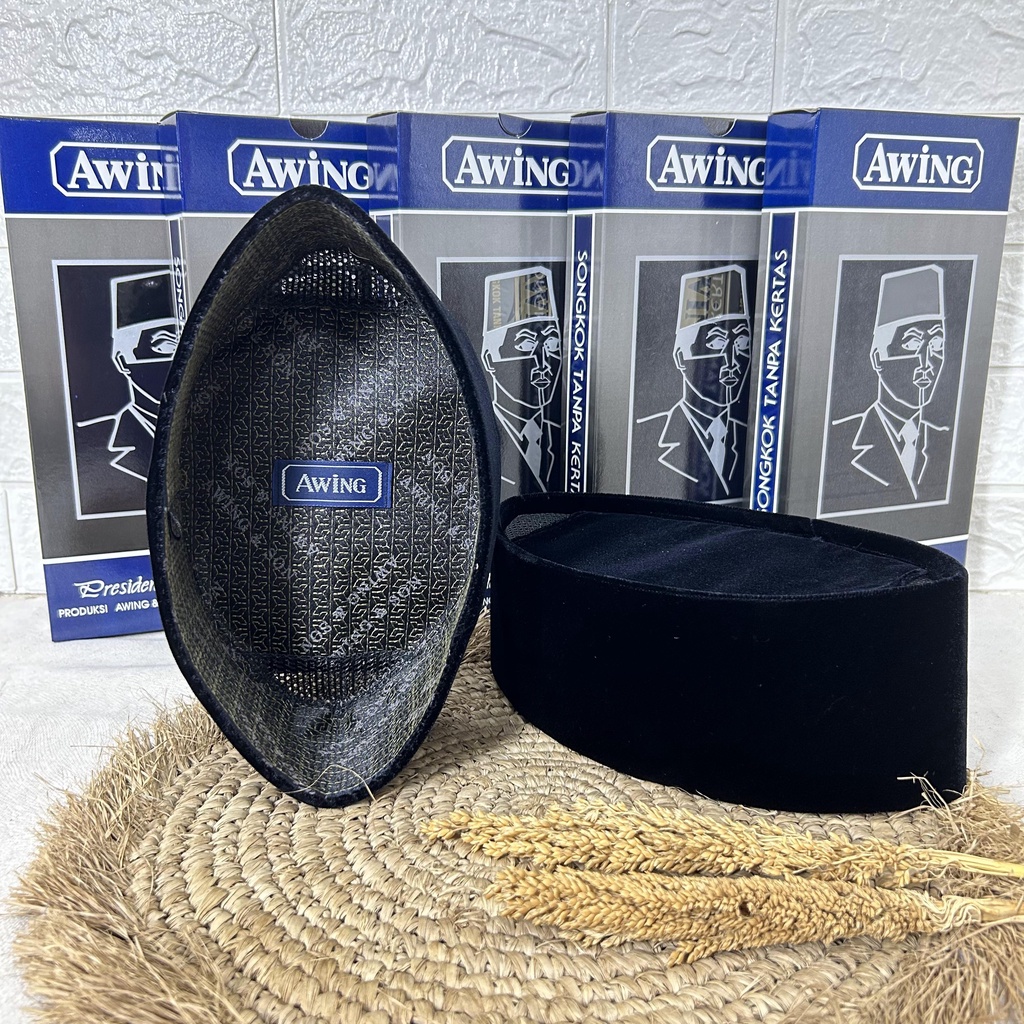 SONGKOK HITAM AWING/peci hitam/peci hitam bludru/peci hitam berkualitas/songkok muslim