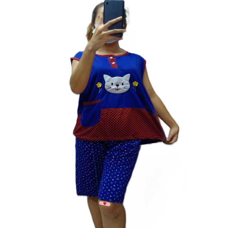 Ay00 Baju Tidur Wanita dewasa 3/4 Kaos Singlet Bahan kaos lekbong serian tua bb max 70kg