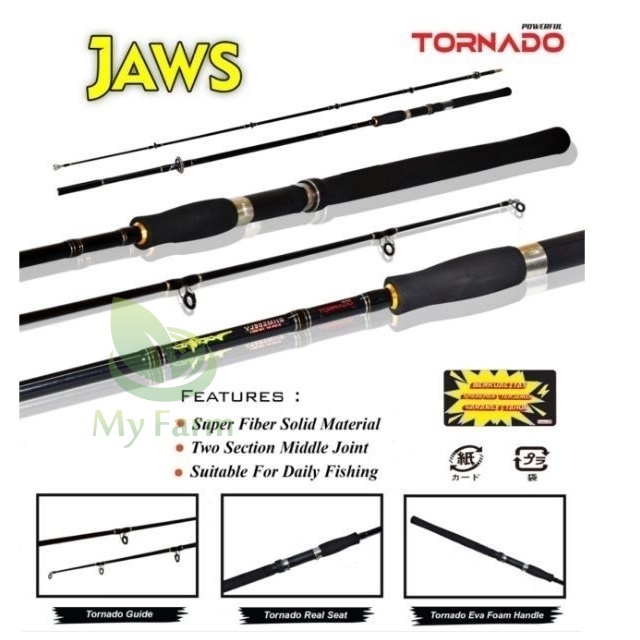 Joran Spinning Tornado Jaws 502 562 602 Dan 702 Panjang 150 168 & 180 Cm Mhs Fiber Solid Full Eva To
