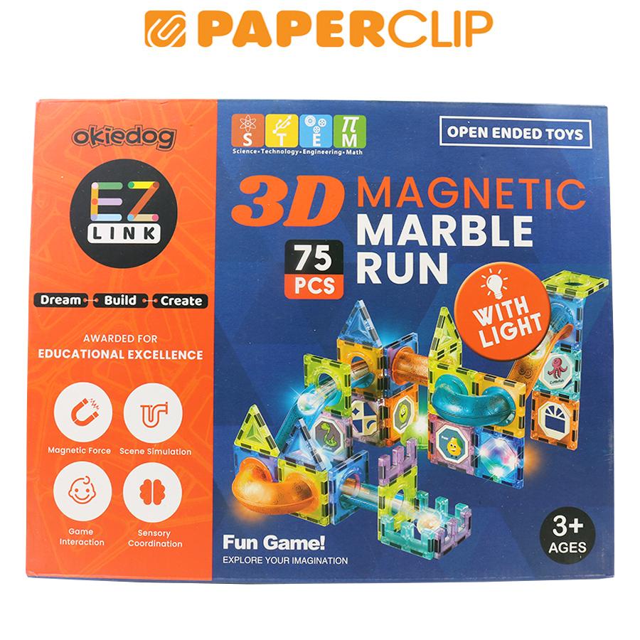 MAINAN EDUKASI OKIEDOG EZLINK 3D MAGNETIC MARBLE RUN / 75PCS
