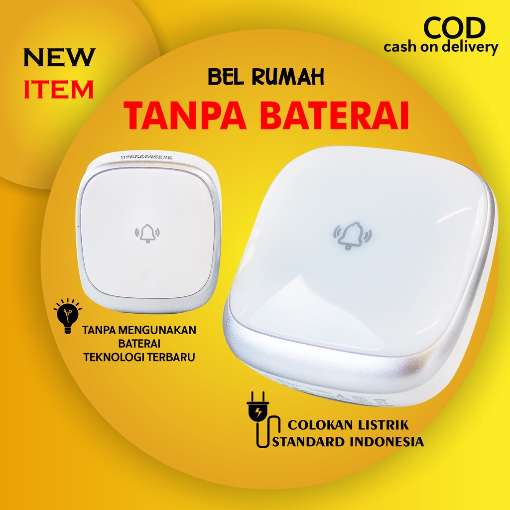 Bel Nyaring Wireless Salam ASSALAMUALAIKUM Receiver Tanpa Baterai [Bisa Pilih 36 Nada Musik] 300M