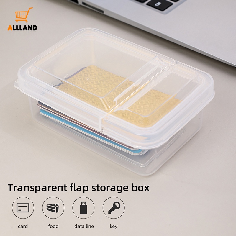 1pc Kotak Penyimpanan Flip Flap Plastik Transparan Mini/Organizer Aksesoris Perhiasan Portable/Kartu Permainan Desktop Wadah Sortir Barang Kecil