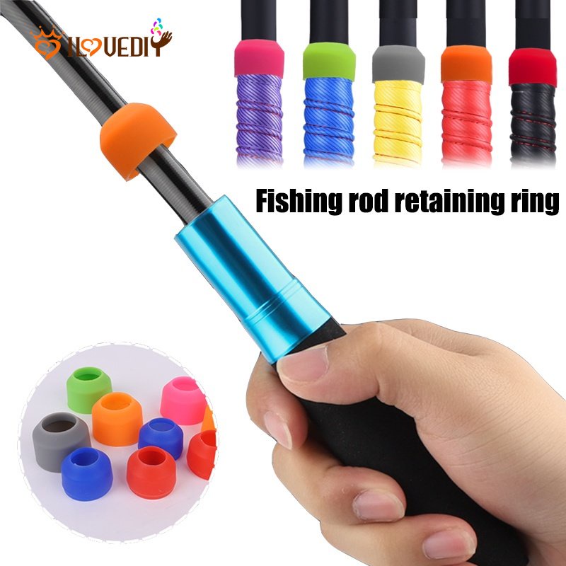 Hot Sale/[Warna Random] Silikon Penutup Pelindung Gagang Pancing, Fishing Rod Stop Float Stopper, Front Stop Fishing Rod Fixing Ring Fishing Tackle, Finger Rod Ring Fish Gear