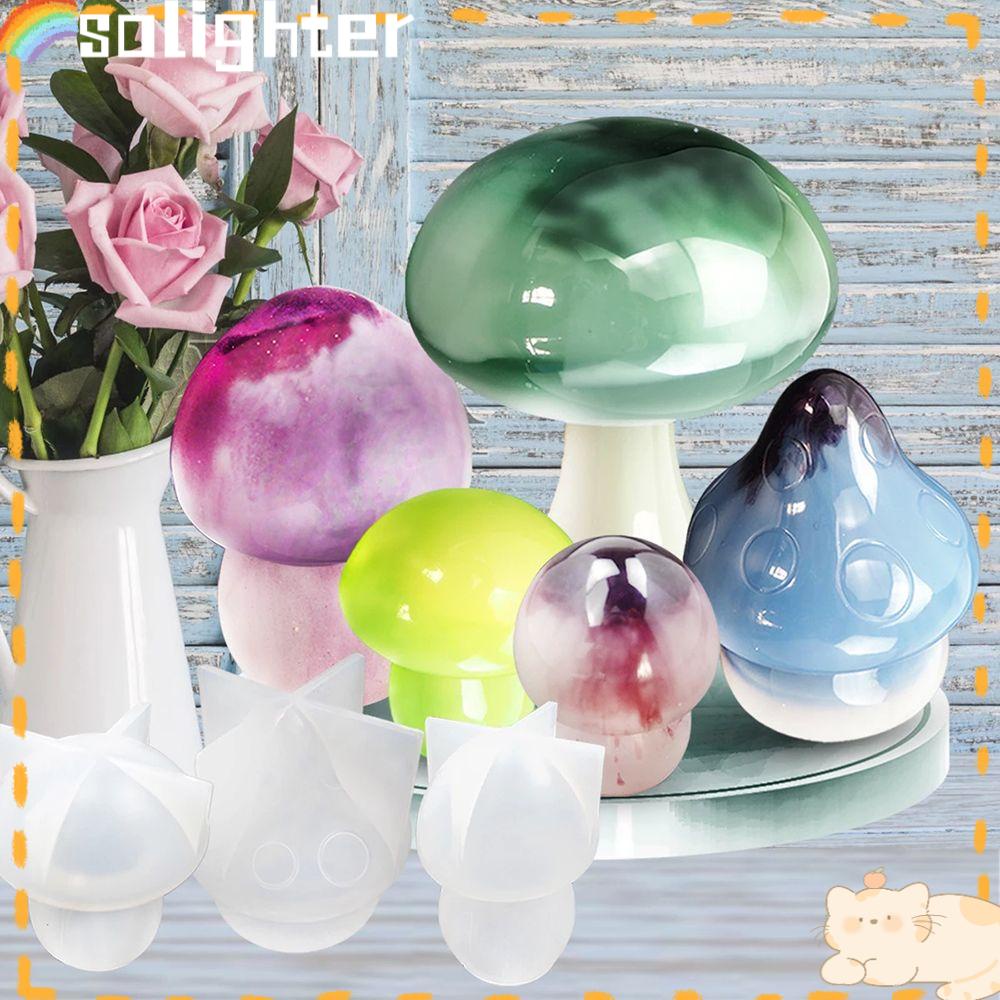 Solighter Cetakan Toples Ornamen Jamur Dekorasi Rumah Clay Tools DIY Craft Silicone Mold
