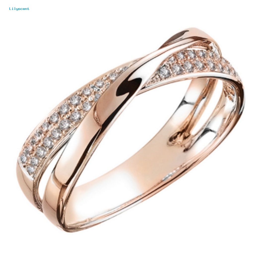 Lilyscent Cincin Alloy Two-Tone Untuk Dekorasi Harian Two Tone Plating Shiny X Ring Charming