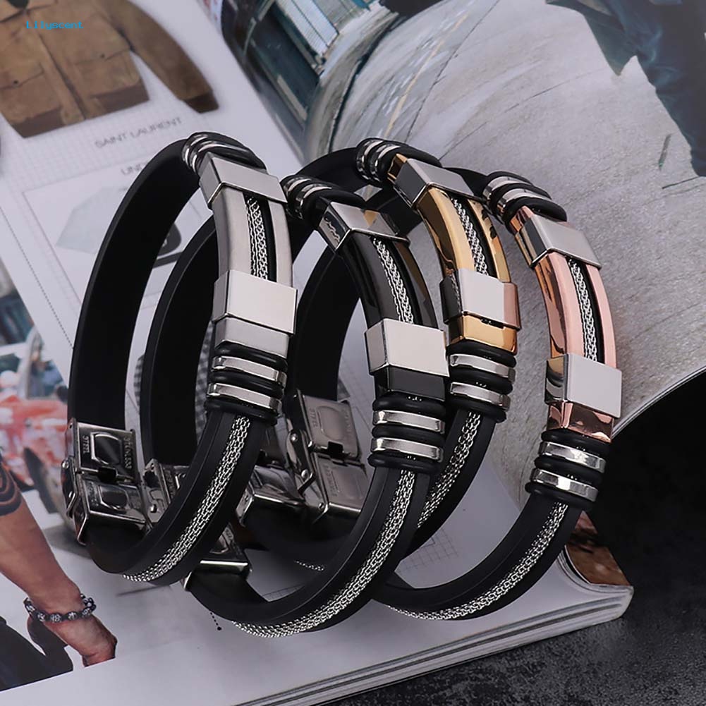 Lilyscent Unik Pria Baja Titanium Tangan Rantai Handmade Gelang Bangle Club Perhiasan Hadiah