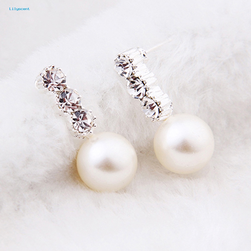 Lilyscent Wanita/'s Putih Anting Mutiara Imitasi Berlian Imitasi Eardrop Ear Studs Bride Jewelry