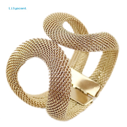 Lilyscent Wanita Keren Fashion Mesh Paduan Lebar Musim Semi Manset Gelang Perhiasan Punk Bangle