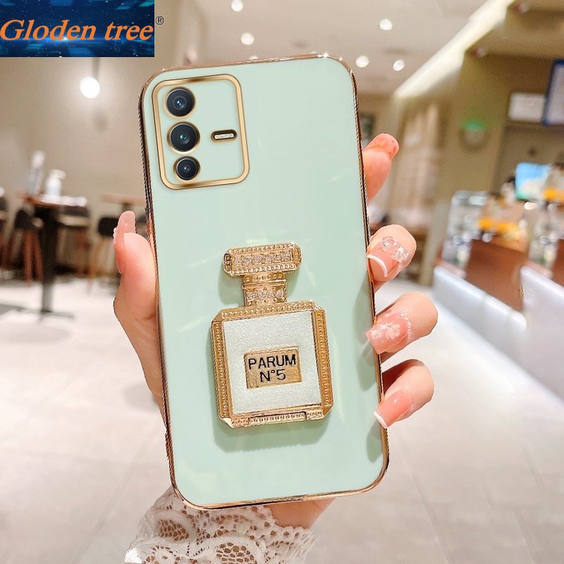 Gloden tree Casing Case Untuk Vivo V25 Pro 5G V25E V25 5G V23E 5G V23 5G Case Dengan Botol Parfum Kickstand Lipat Cakupan Penuh Casing Kamera