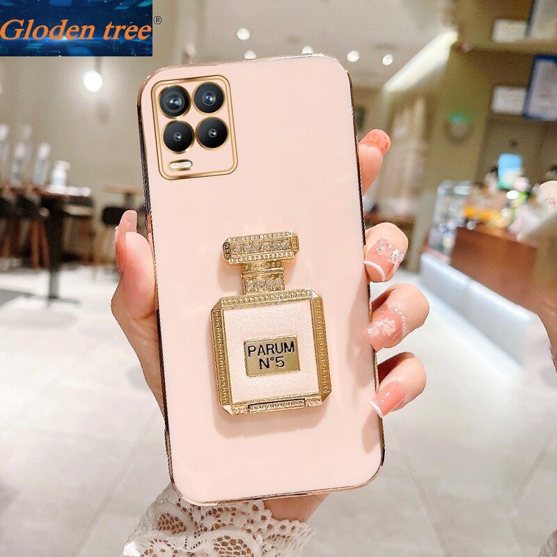 Gloden tree Casing Case Untuk Realme 8i 8 Pro 8 5G 4G 7I 7 Pro 7 5G 4G Case Dengan Botol Parfum Tendangan Lipat Cakupan Penuh Camera Case