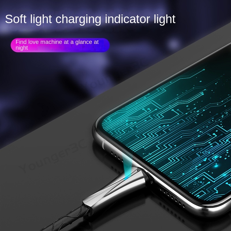 5a Kabel Data Woven Pengisian Super Cepat Dengan Lampu Indikator Zinc Alloy Charging Cable Android Type-C Fast Charging Data Line