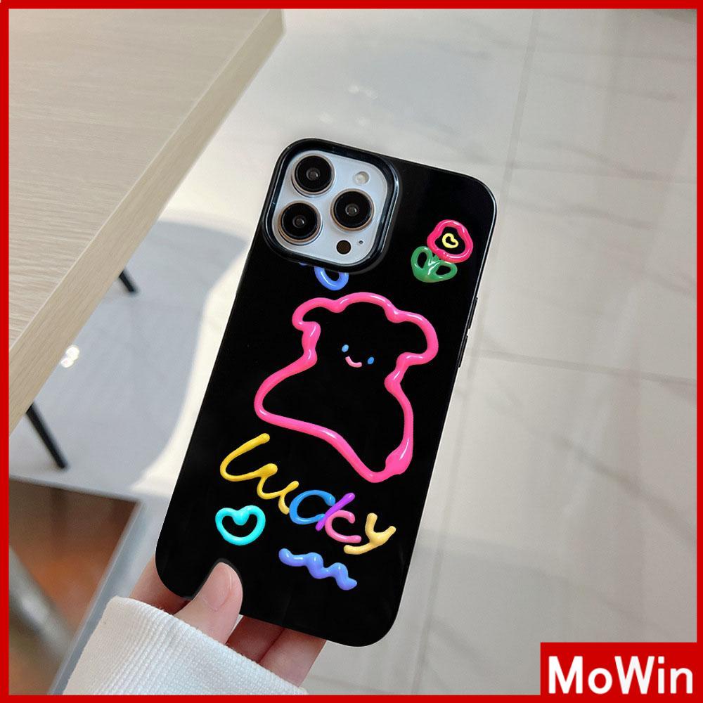 For iPhone 14 Pro Max iPhone Case Black Glossy TPU Soft Case Shockproof Protection Camera Cute Lucky Puppy Compatible with iPhone 13 Pro max 12 Pro Max 11 xr xs max 7Plus 8Plus