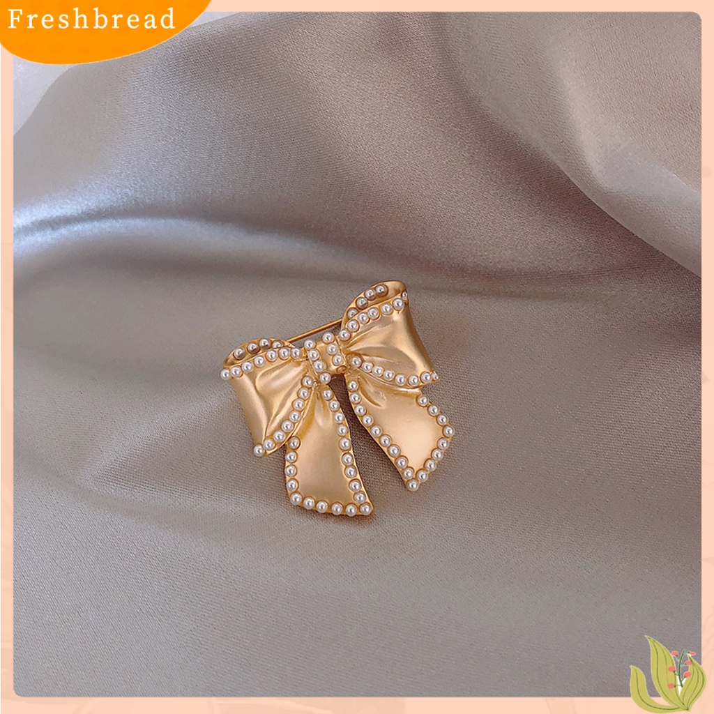 &lt; Freshbread &gt; Bros Pin Busur Mutiara Imitasi Perempuan Berkilau Tahan Lama Bros Pakaian Dekor