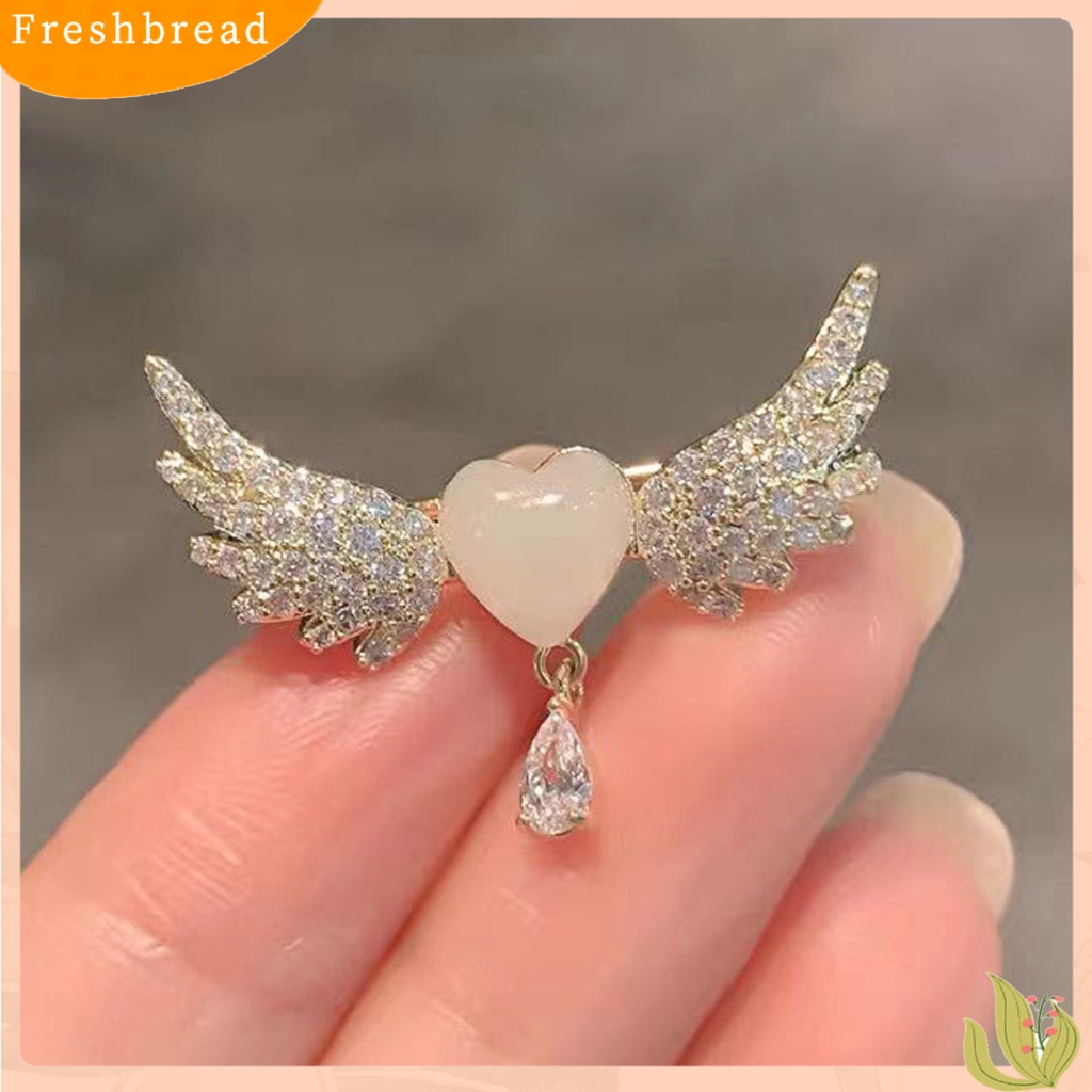 &lt; Freshbread &gt; Bros Pin Geometris Tetesan Air Mengkilap Penuh Berlian Imitasi Berkilau Hias Hadiah Cinta Sayap Malaikat Wanita Kerah Pin Breastpin Perhiasan Untuk Pakaian Sehari-Hari