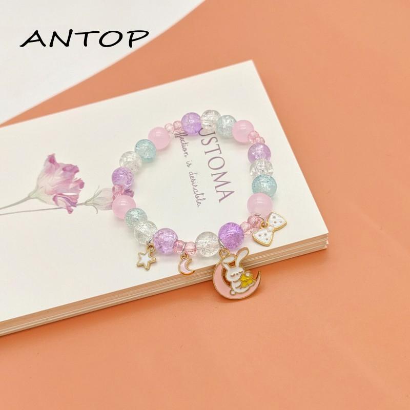 【antop】Gelang Manik-Manik Warna-Warni Lucu Kartun Kelinci Siswa Perempuan Anak Hadiah Perhiasan