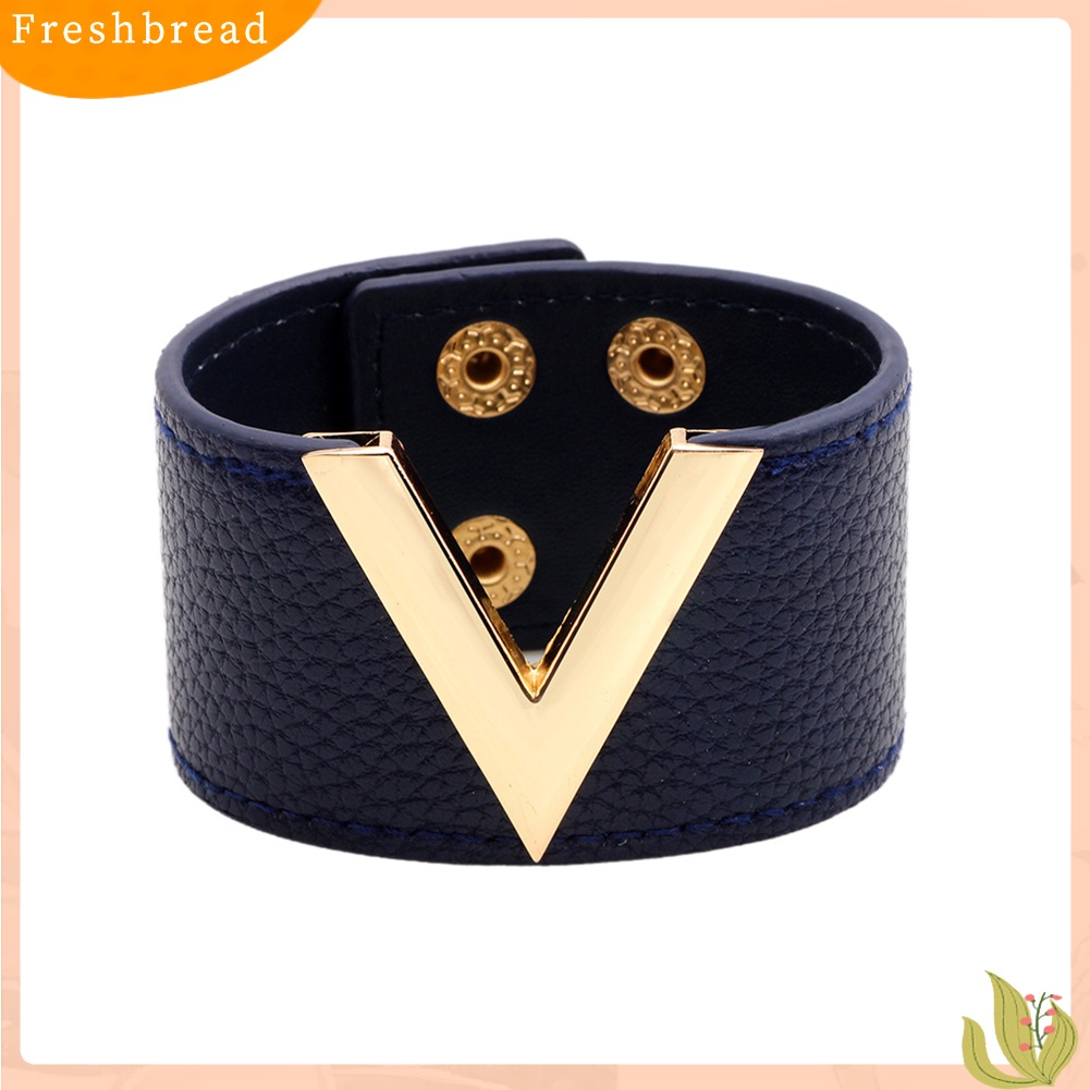 &lt; Freshbread &gt; Wanita Lebar V Bentuk Gelang Bangle Gelang Fashion Tombol Pesta Perhiasan Hadiah